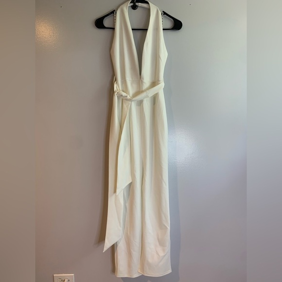 NWT Missguided White Plunge Neck Belted Midi Size 2 - Picture 5 of 13